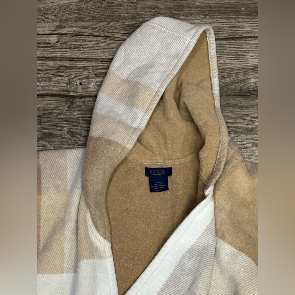 RACHEL Rachel Roy Tan and White Plaid Cape - Picture 3 of 5